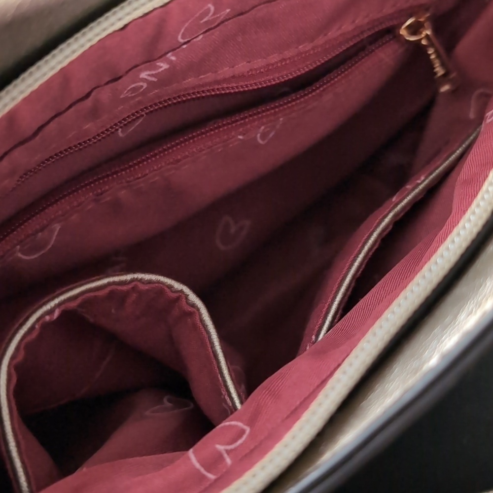 Darlings Metallic Gray Vegan Leather Small Hobo/Crossbody Bag. - Picture 7 of 12